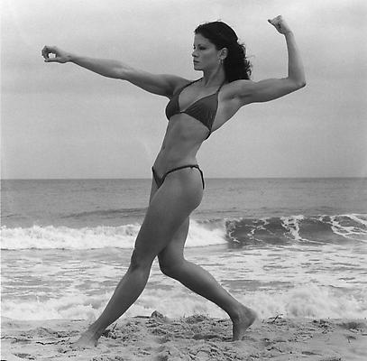 Lisa Lyon, 1981
gelatin silver print
image: 19 1/4 x 15 1/4 inches (48.9 x 38.7 cm)
paper: 20 x 16 inches (50.8 x 40.6 cm)
edition of 10 with 2 APs 
MAP-1009
Selected by Iowa participant