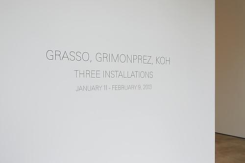 Installation view
GRASSO, GRIMONPREZ, KOH
Three Installations 
January 11 - February 9, 2013
Photo: Jason Wyche, New York