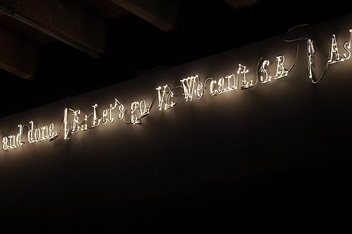 Installation view of 
Joseph Kosuth 'Texts (Waiting for-) for Nothing'  Samuel Beckett, in play at Sean Kelly Gallery, New York
March 30 - April 30, 2011
Gallery 2 (detail view)