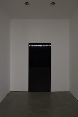 Installation view of 
Joseph Kosuth 'Texts (Waiting for-) for Nothing'  Samuel Beckett, in play at Sean Kelly Gallery, New York
March 30 - April 30, 2011
View from corridor
