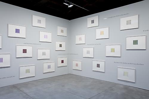 Installation view of 
callum innes | colm tóibín
water | colour
at Sean Kelly Gallery, New York
