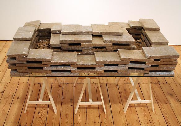 Apprehension Table #3 (fortress)
2008
earth, tape, glass, wood
102.5 x 180 x 110 cm