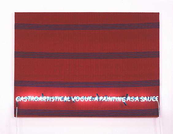 Gastroartsitical vogue: a painting as a souce
2006
hand woven fabric, neon lighting
108 x 144 x 2.5 cm
