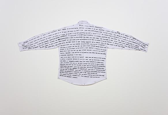 Shirt Poem
2010
white shirt and black ink
85 x 174 cm
