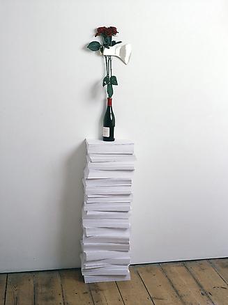 History of Emotions
2006
paper, wine bottle, silver axe and a red rose
168 x 30 x 21 cm
