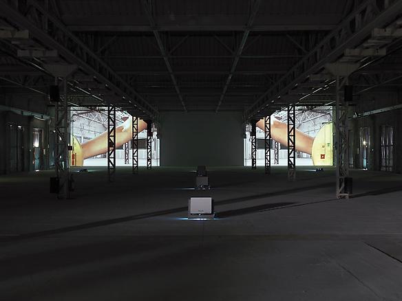 fatica n. 16
2008
HangarBicocca, Milan
installation view
Audio-visual installation: 7 video projectors, 7 DVD players, 1 audio mixer, 3 amplifiers, 6 speakers, 1DVD synchroniser, 6 subwoofers