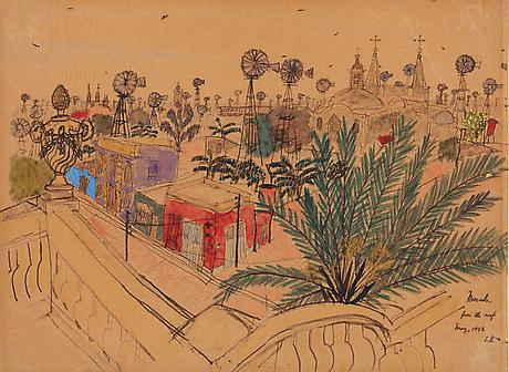 Elizabeth Bishop
Mérida from the Roof
1942
watercolor, gouache and graphite on paper
8 1/2 x 11 1/2 inches