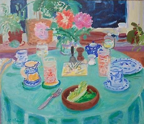 The Green Tablecloth
1973
oil on canvas
23 3/4 x 27 1/2 inches