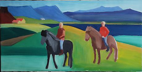 Two Riders
c. 1990
oil on canvas
26 x 52 inches