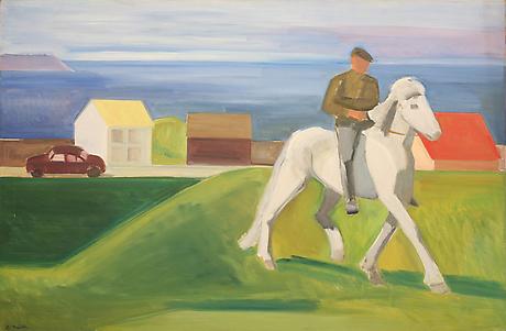Rider in Icelandic Village
1980
oil on canvas
38 x 58 inches
