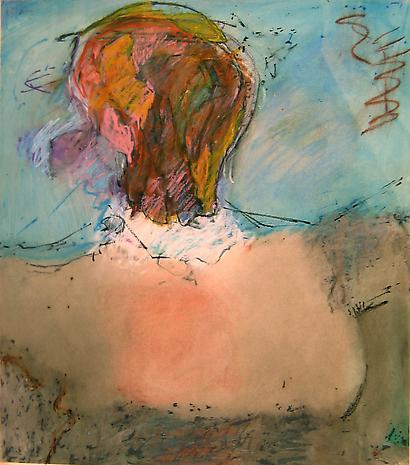 Woman with Bare Breast and a Multicolored Face
nd
mixed media on paper
20 x 26 inches